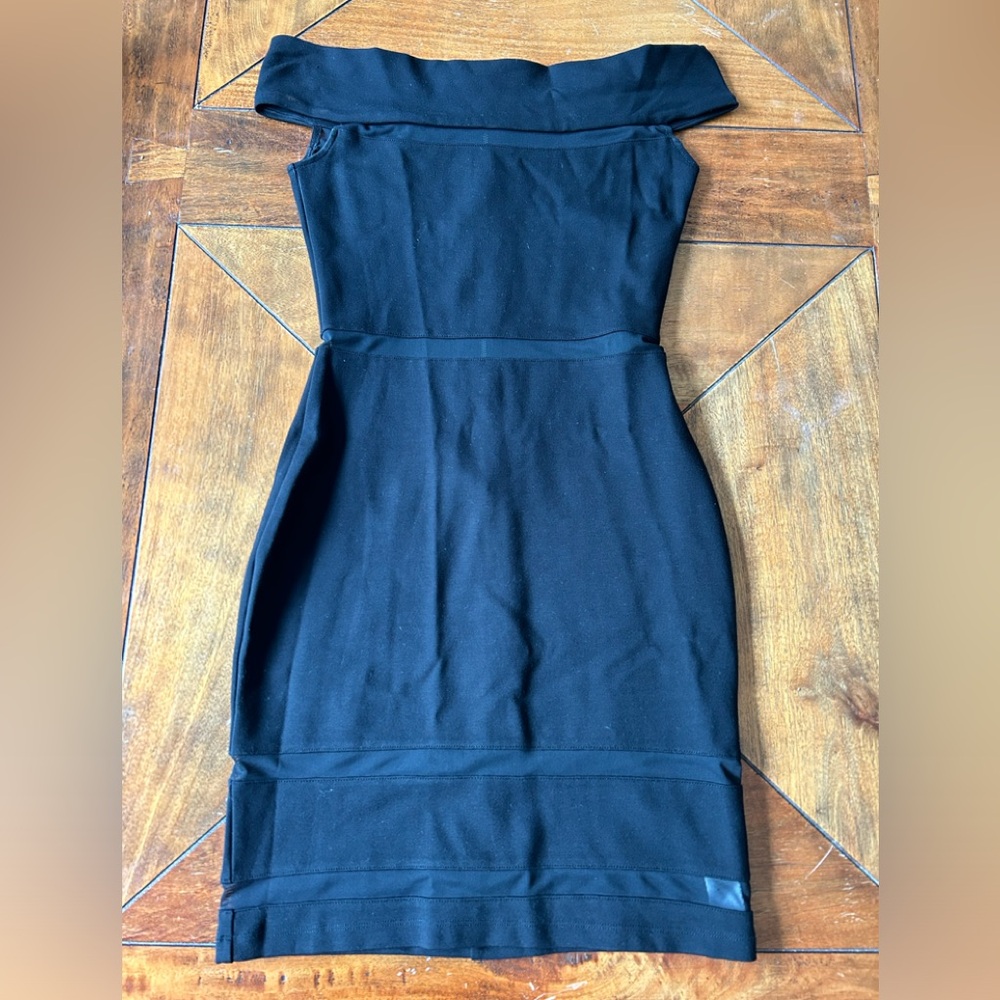 French Connection Off The Shoulder Lula Black Dress, size 6